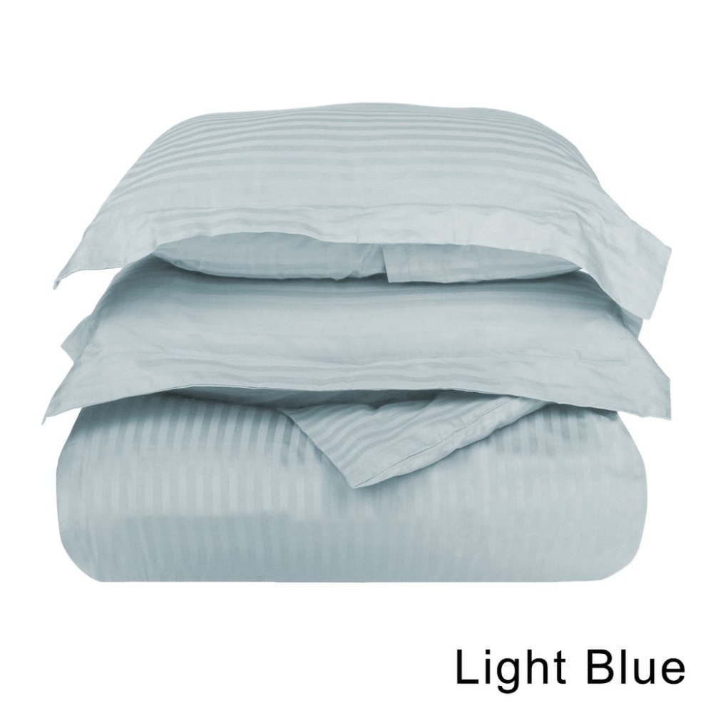 Cotton Satin Stripe Reversible Duvet Cover Set
